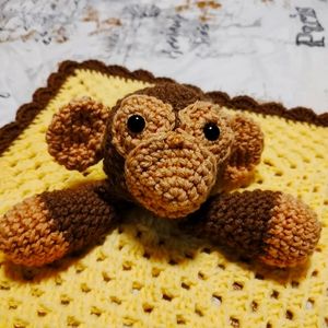 Crochet monkey security blanket